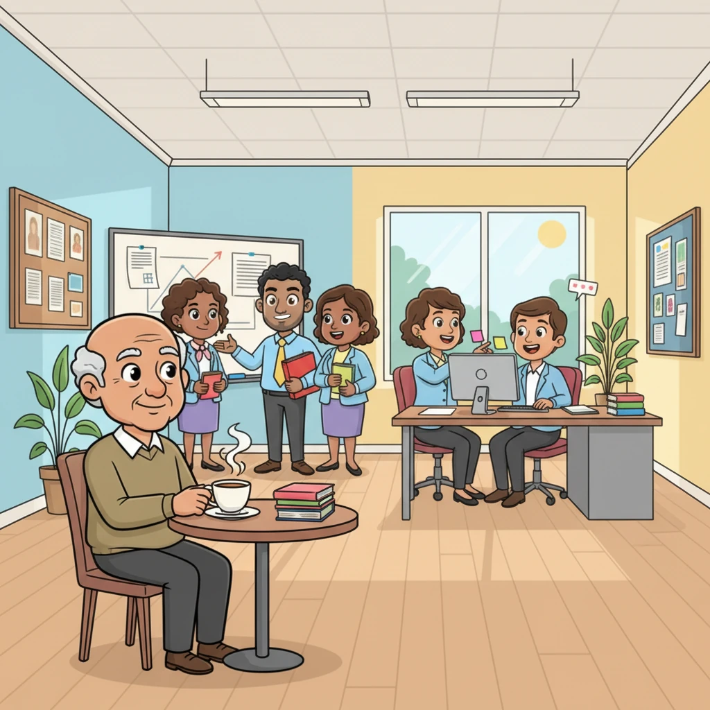 The once-frazzled office was now a vibrant hub of teamwork and joy. Projects moved smoothly, laughter filled the air, and everyone felt valued. Leo watched proudly, sipping his tea, knowing that a little understanding and clever thinking had brought the greatest office harmony.