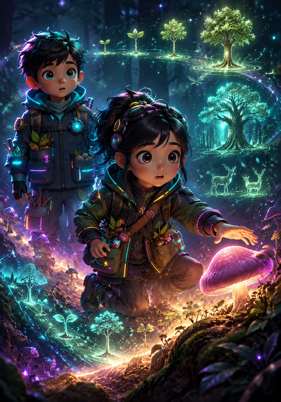 Mia reached out to touch a velvet-soft mushroom, and suddenly the forest floor shimmered with light. They saw visions of the forest's past, from the first sprout to the mighty oaks that now stood as silent guardians.