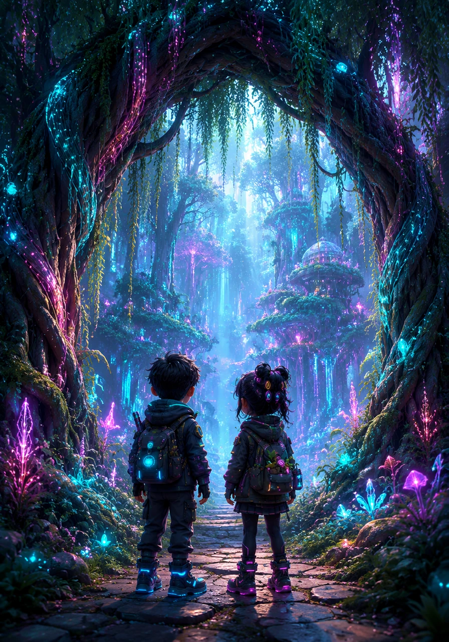 The path eventually led them to a magnificent archway formed by two intertwining willow trees. Beyond it, the forest opened up into a cathedral of light, revealing that every corner of nature is a page in a living book.