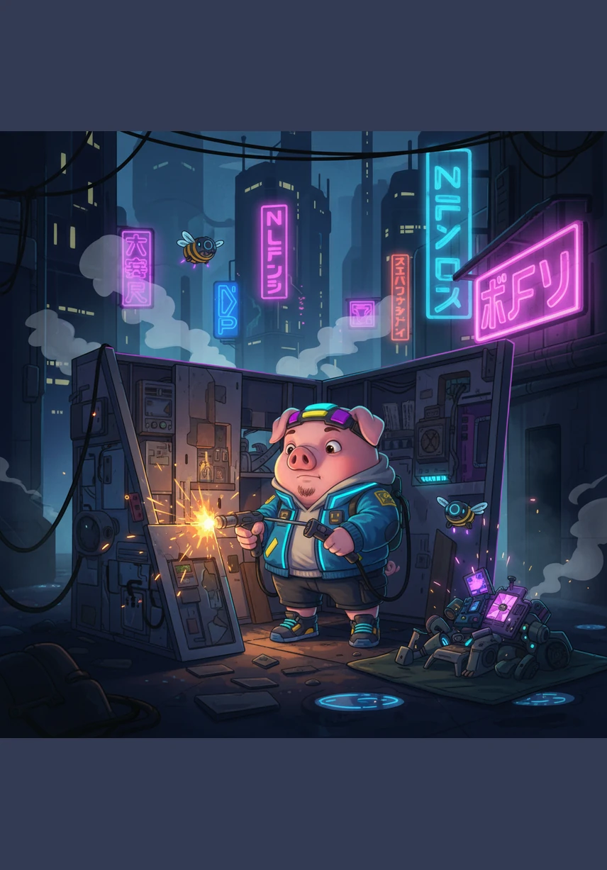 Percy, the youngest pig, finds a heap of golden straw and decides it is the perfect material for a quick home. He stacks the straw into a round hut under the afternoon sun, finishing early so he can spend the rest of the day playing his flute.