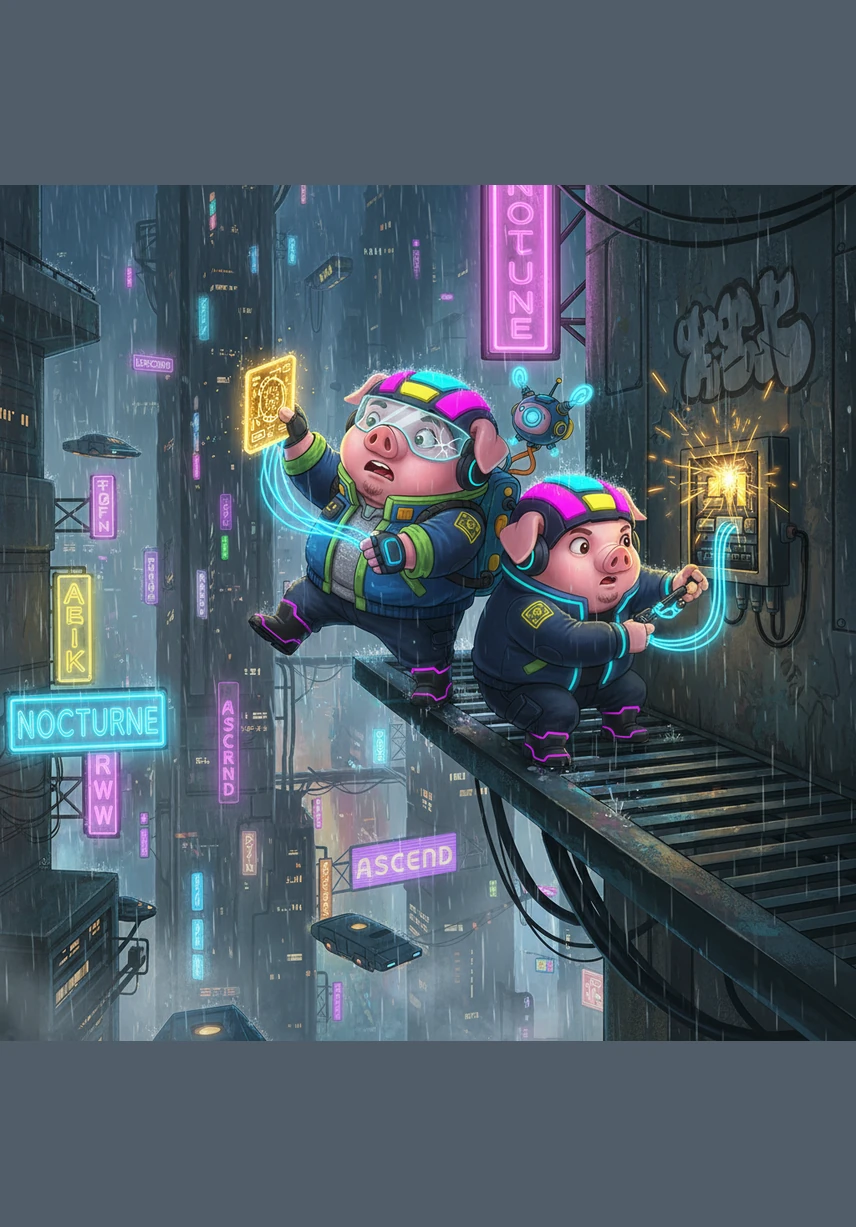 Pip finds a pile of sturdy wooden sticks near the edge of a whispering forest. He hammers the branches together to create a small cabin, whistling a happy tune as he works faster than his brother Peter.