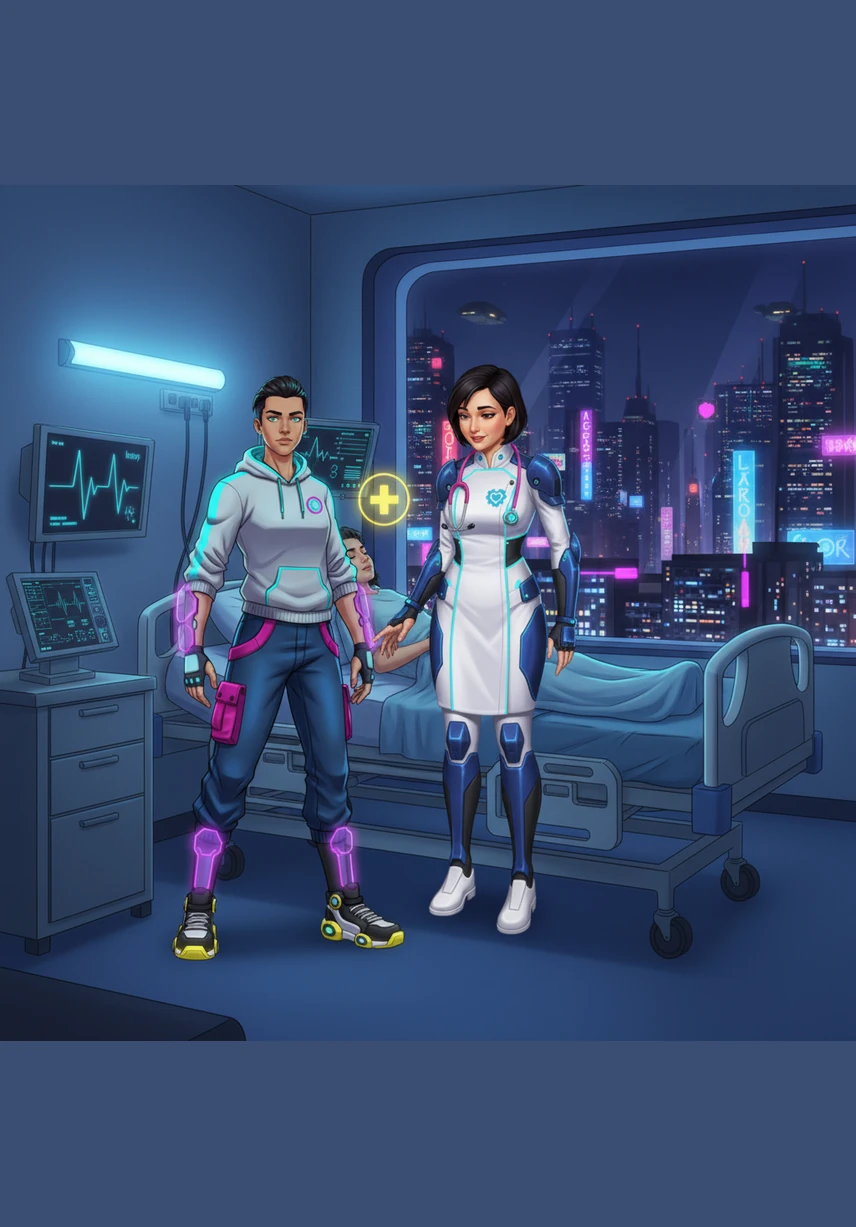 As night falls, the room glows with the soft blue light of the monitors and the distant, twinkling city lights outside. I feel a deep sense of peace in the dark, listening to the steady, rhythmic beep that reminds me I am alive.