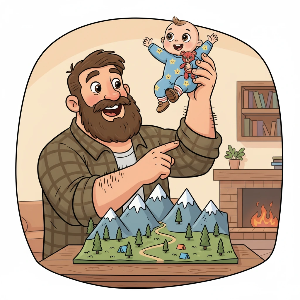 Wujek Piotr, silny jak dąb, podnosi Mikołaja wysoko w powietrze, a potem pokazuje mu miniaturową makietę górskiego szlaku. Opowiada o swoich wędrówkach, a Mikołaj rozgląda się, jakby już widział te szczyty.