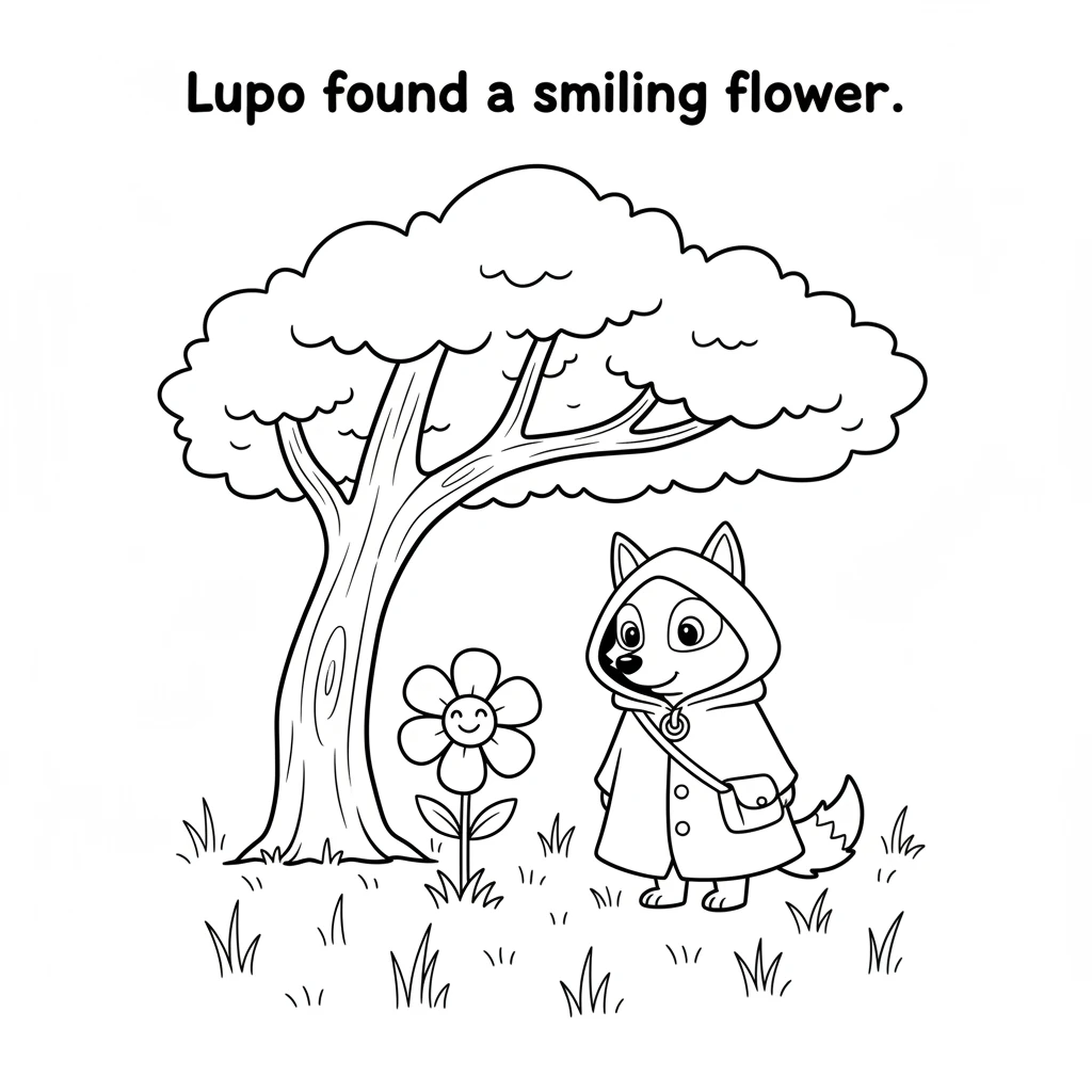 Instead of joining the rough-and-tumble games, Lupo padded softly through the tall grass. He discovered a vibrant, lone flower blooming brightly benea
