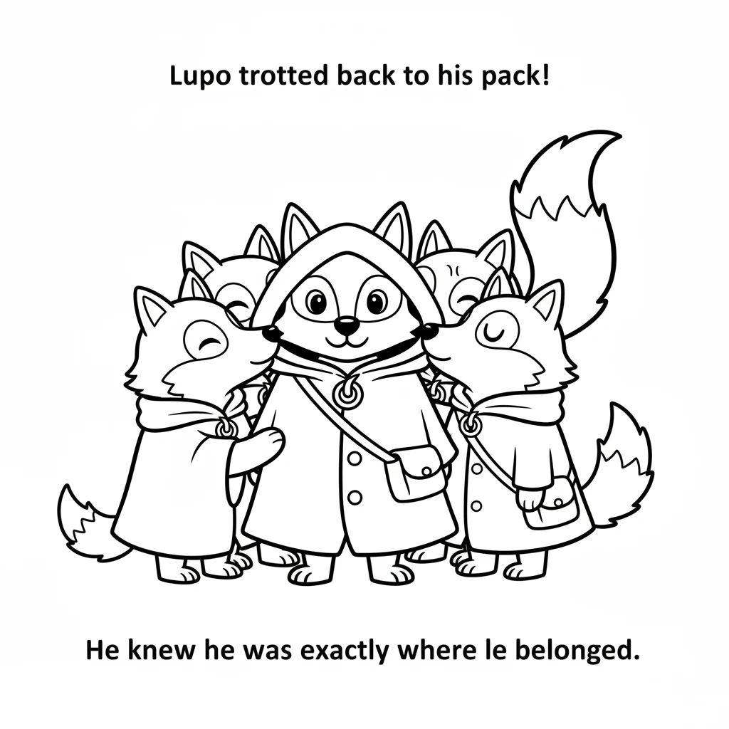 Lupo trotted back to his pack, his tail wagging higher than ever. His siblings greeted him with soft nudges and respectful licks. He knew he was exact