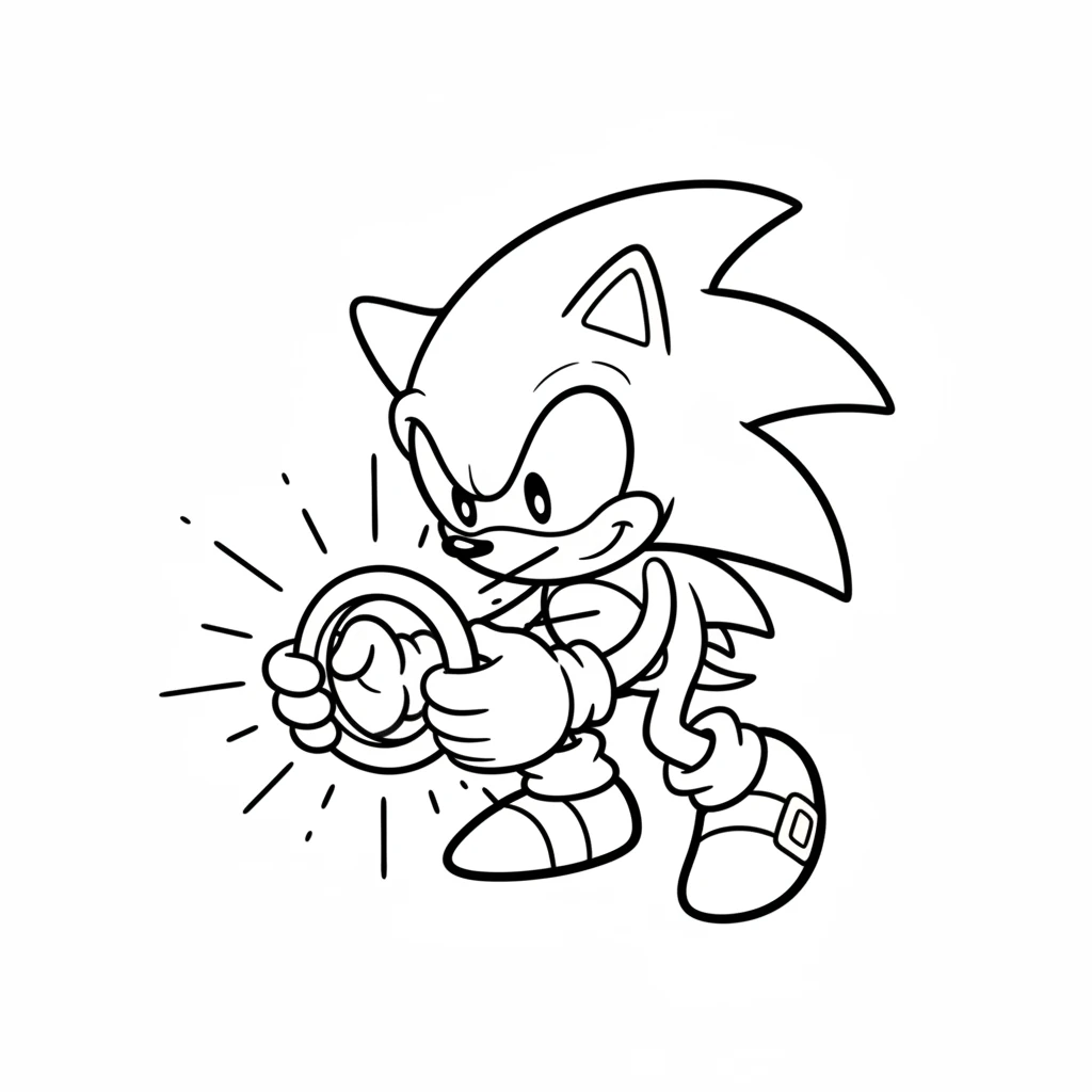 Sonic carefully picked up the glimmering ring. As he held it, the ring pulsed with light, making Sonic feel an extra burst of super speed. He felt ready for anything!