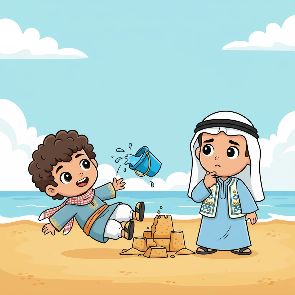 بينما كان هارون يركض ليجلب المزيد من الماء، تعثر وسقط، فدمر جزءًا صغيرًا من قاعدة القلعة عن غير قصد. بدت علامات الإحباط على وجه أمير للحظة، لكنه سرعان ما تذكر شيئًا مهمًا.