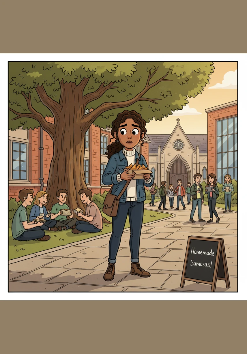 During the busy lunch hour, Li Wei walks alone across the campus courtyard with his head bowed. He watches groups of friends laughing together and feels an invisible wall separating him from the rest of the world, convinced that no one cares about him.