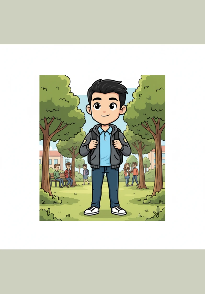 To clear his mind and reduce his stress, Li Wei takes a peaceful daily walk through the campus park. Watching the trees sway in the breeze helps him stay grounded and reminds him that progress is a journey taken one step at a time.