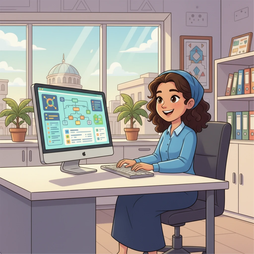تعلمت حلا كيفية استخدام برامج الشركة لإدارة العمليات اليومية. كانت تعمل بجد لإتقان هذه المهام، مما جعلها أكثر ثقة بقدراتها. شعرت بالسعادة وهي تكتسب مهارات جديدة وتطبقها في العمل.