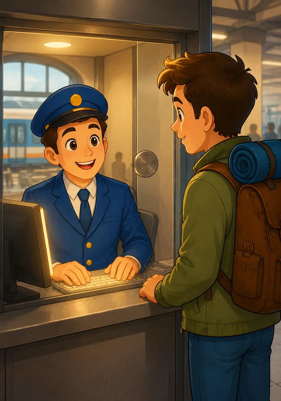 The clerk taps quickly on his glowing computer keyboard, the monitor reflecting softly in his eyes. He looks up with a kind expression and lets Leo know that a daily ticket is a great option at just seven euros.