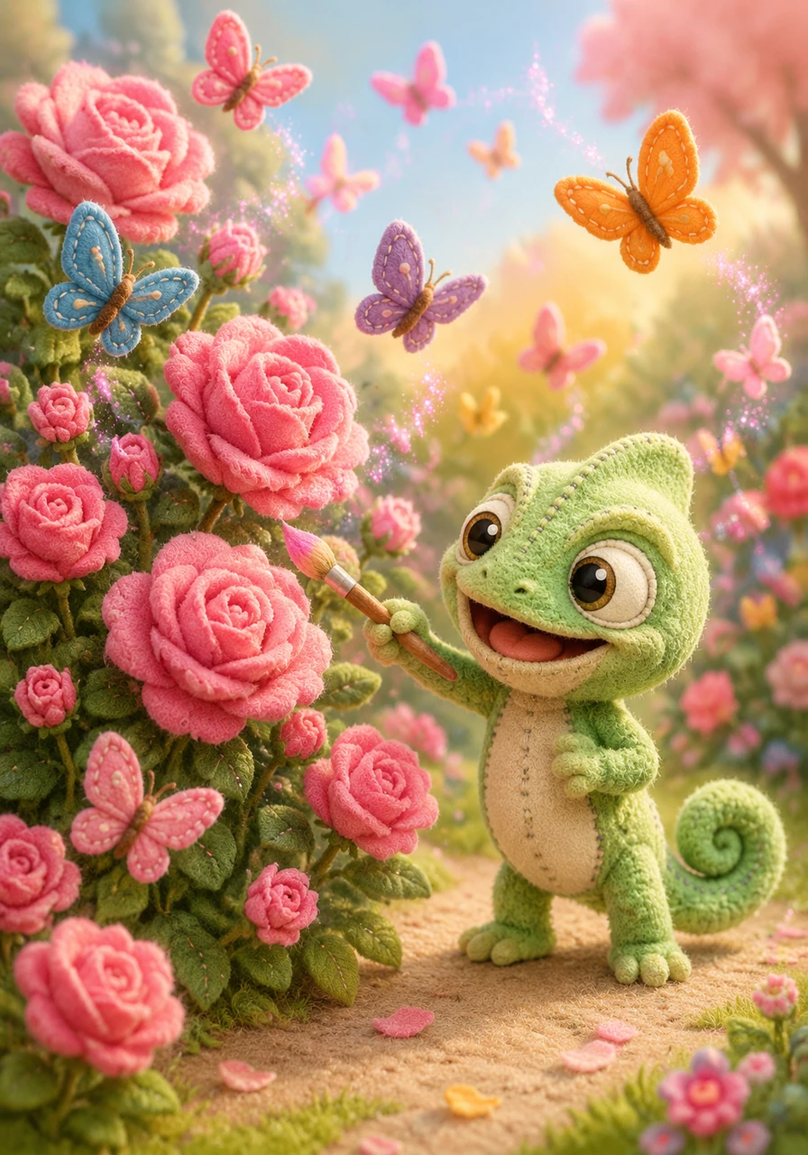 Selecting a soft, loving pink, Coloro colors a beautiful blooming rosebush. Instantly, lots of colorful butterflies flutter around the sweet-smelling pink flowers, making everything feel light and happy. Pink feels very gentle. What color can make something tall and strong?