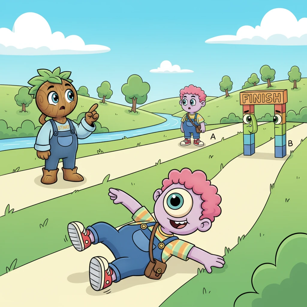 His word friends, like 'Start' and 'Finish,' would often wonder why Cyclos couldn't just settle down. They had clear paths from 'A' to 'B,' but Cyclos just wanted to keep on rolling, day after day, with no destination in mind. He dreamt of continuous motion.