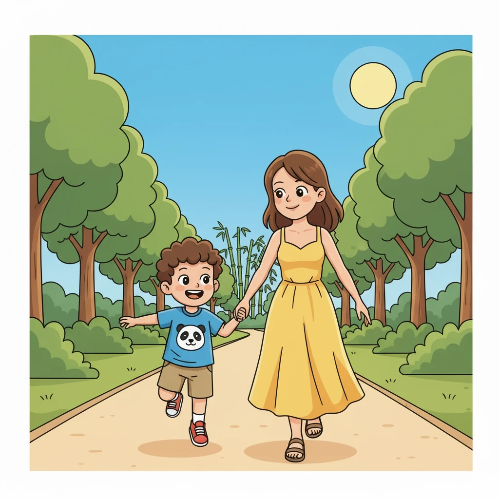 Ming Le felt so excited, his eyes sparkling like little stars. He bounced up and down, eager to reach the Chengdu Research Base, a magical place full of bamboo.