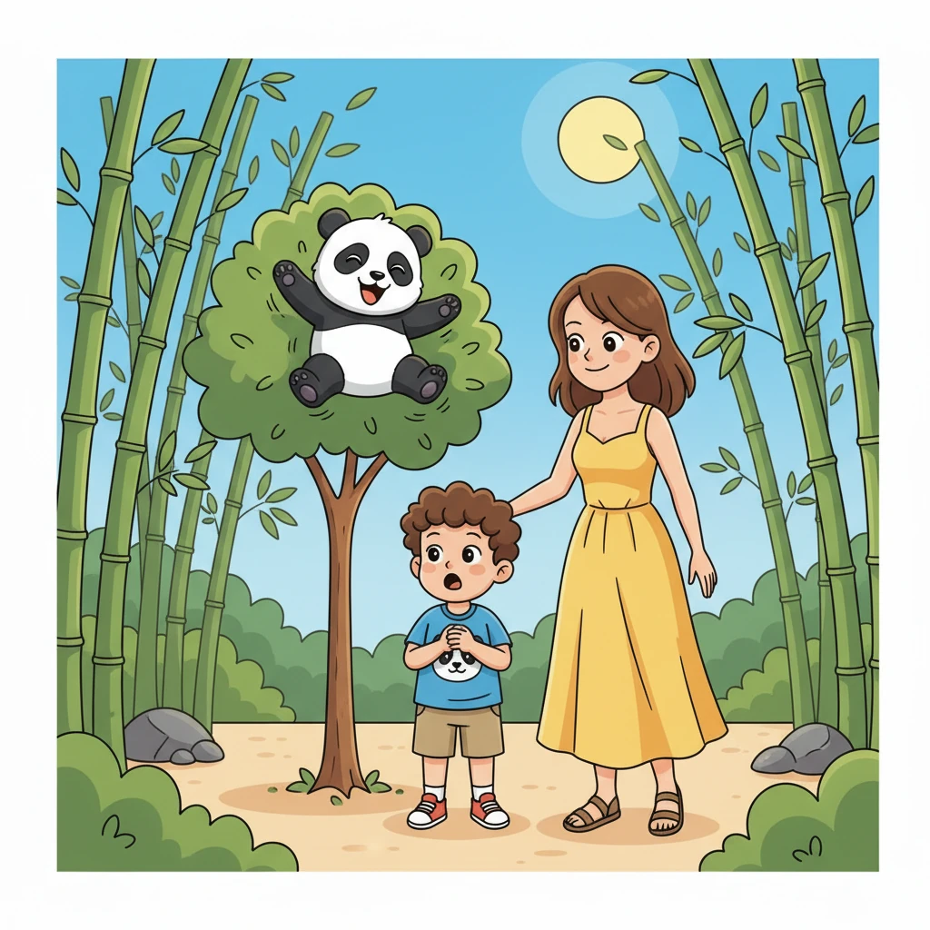 He watched Hua Hua climb a small tree, then slide down with a happy squeak. Ming Le wished he could hug a panda, they looked so soft and cuddly.