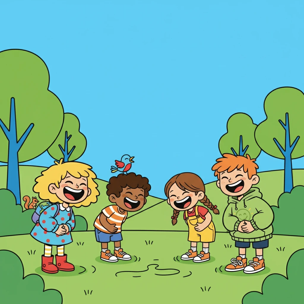 Next, they encountered "Naurattaa niin että maha kippuralla." Liam explained it meant "Att skratta så man viker sig dubbel." They imagined themselves and everyone around them bending over, clutching their stomachs with laughter.