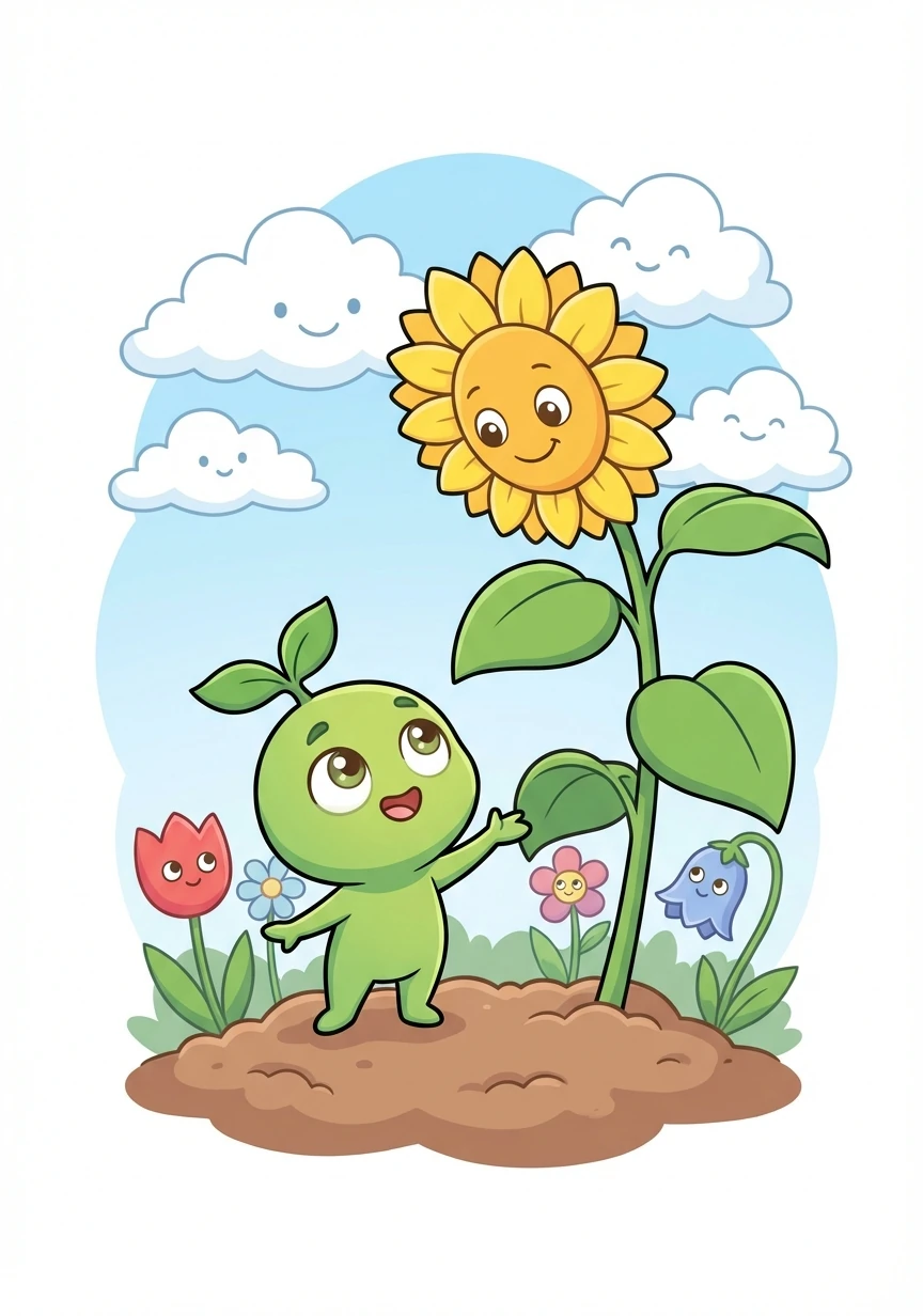 Pip dreamed of growing taller than the sunflowers, of reaching the fluffy clouds, and of becoming the most magnificent flower in the entire garden.