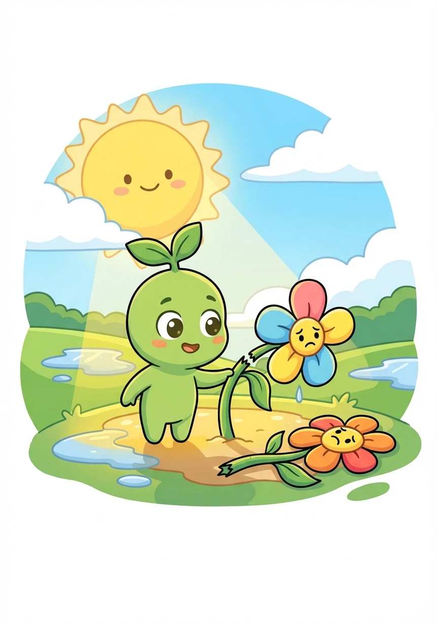 When the sun finally emerged, Pip had grown just a little bit taller. And Pip noticed that the storm had broken the stems of some of the teasing flowers.