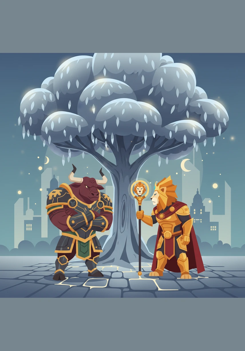 Beneath the Silver Willow tree, a secret meeting occurs between the young Princess Elara of the Elephant Clan and the fierce Wolf Prince, Fenris. As they share a meal of glowing moon-berries, they realize their ancestors were once allies before greed and borders tore their families apart.