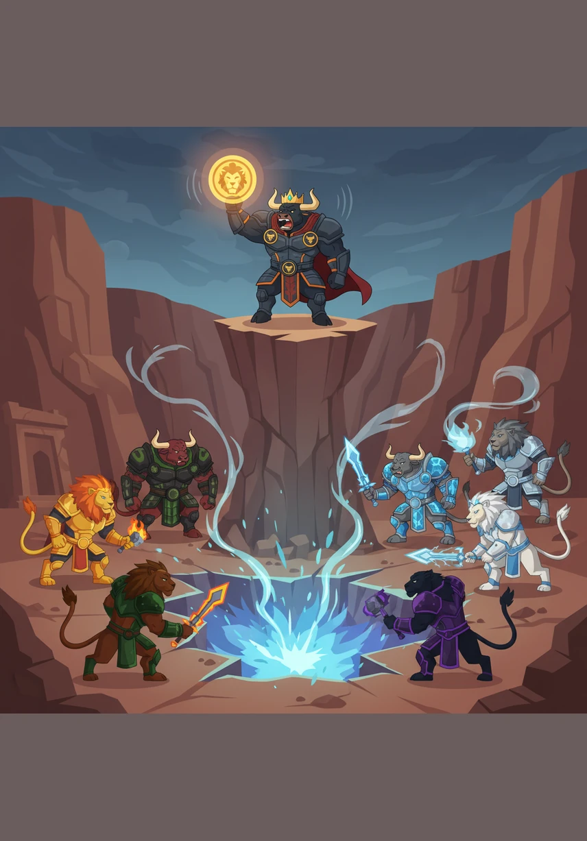 Kaelen leaps onto a high precipice overlooking the chaos, holding the Emperor’s true seal high above his head. His voice echoes through the canyon, calling for the clans to stop their civil war and combine their unique elemental powers to seal the breach before Aetheria is consumed.