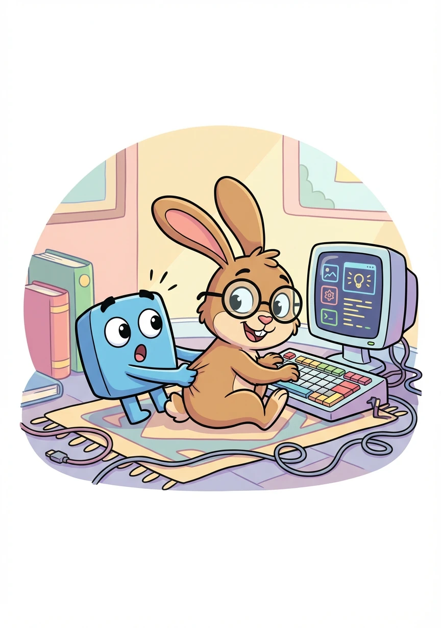 He enlisted the help of his best friend, Byte, a clever rabbit who knew everything about computers and the internet.