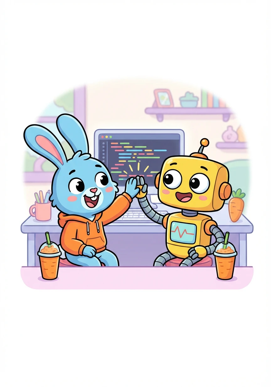 Working together, they debugged their code, tested their website, and celebrated each small victory with high-fives and carrot smoothies.