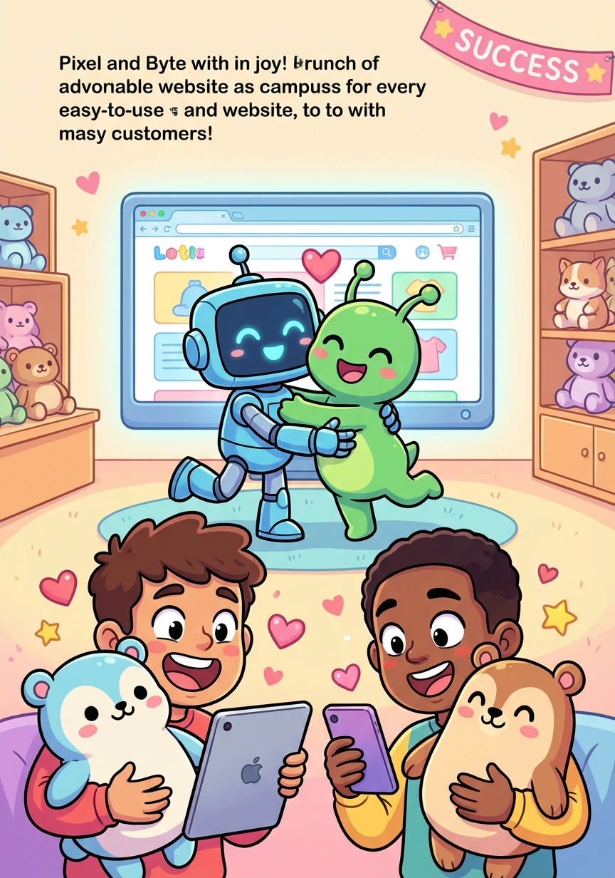 Customers loved the easy-to-use website and the unique, adorable products. Pixel and Byte's dream had come true, thanks to their coding skills and unwavering friendship.
