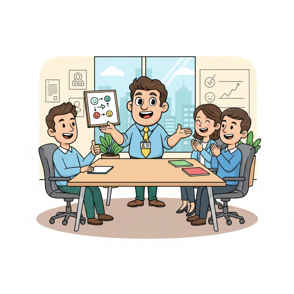 Kembali di kantor, Pak Budi kini memimpin rapat dengan energi baru. Ia berbagi cerita dan strategi nyata dari pengalamannya di lapangan, membuat timnya mengangguk setuju dan bersemangat. Arahan Pak Budi tidak lagi hanya teori, melainkan solusi yang membumi dan inspiratif.