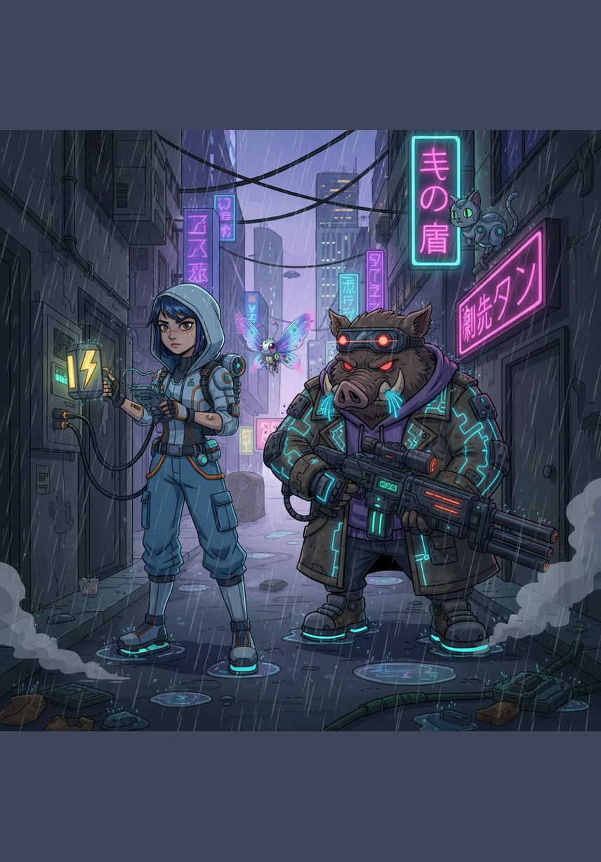 When he finally finds a clear puddle to drink from, a massive shadow suddenly looms over his small frame. A grumpy old wild boar snorts loudly and pushes him away from the water with a sharp tusk. Kiki retreats into the shadows with a heavy heart, feeling unwanted and small.