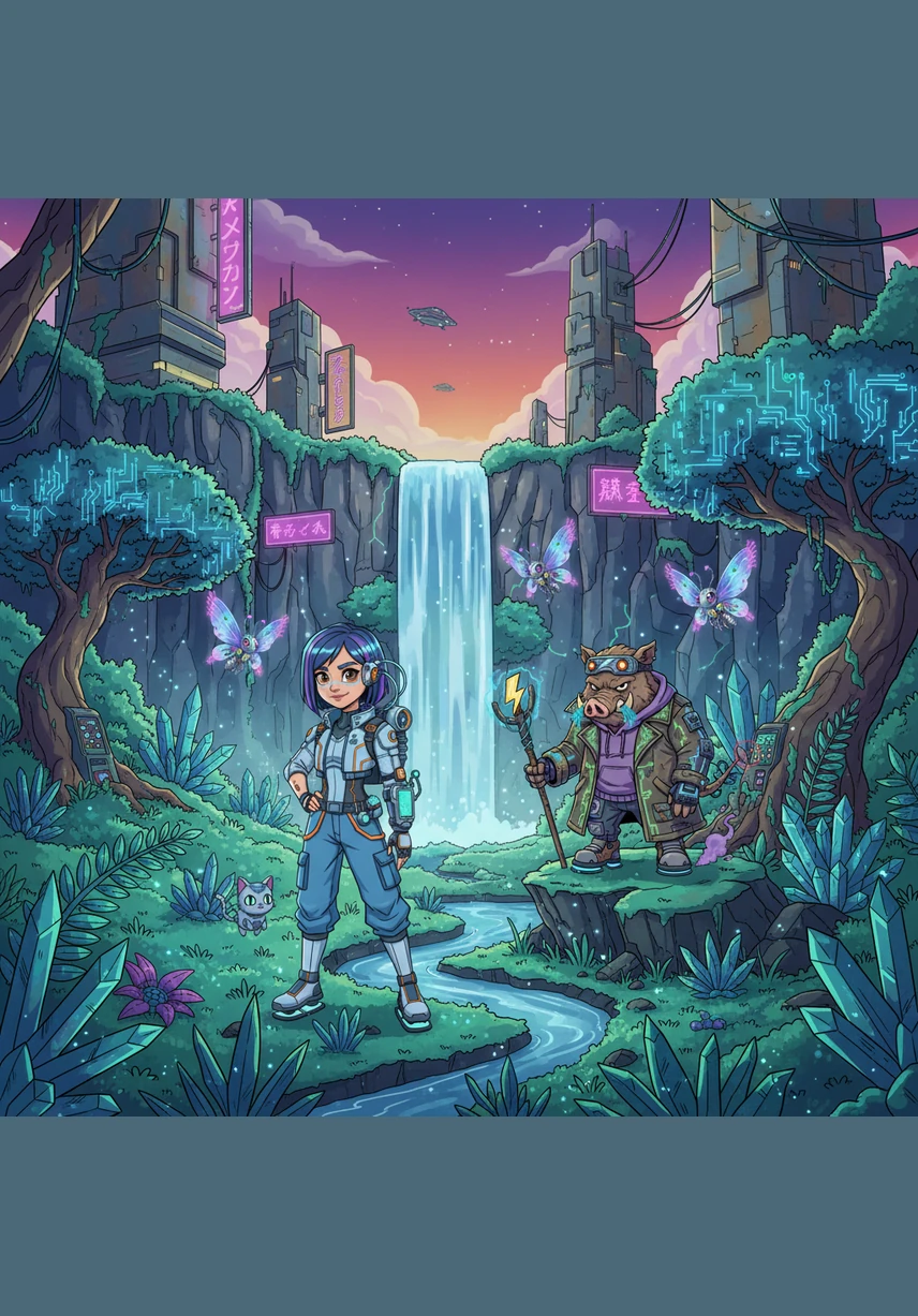 They arrive at a secret valley filled with lush grass, sparkling streams, and trees heavy with ripe, sweet fruit. There, Kiki meets a wise old turtle who kindly shares a piece of juicy melon with him. For the first time in a long time, Kiki feels the warmth of a friendly welcome.