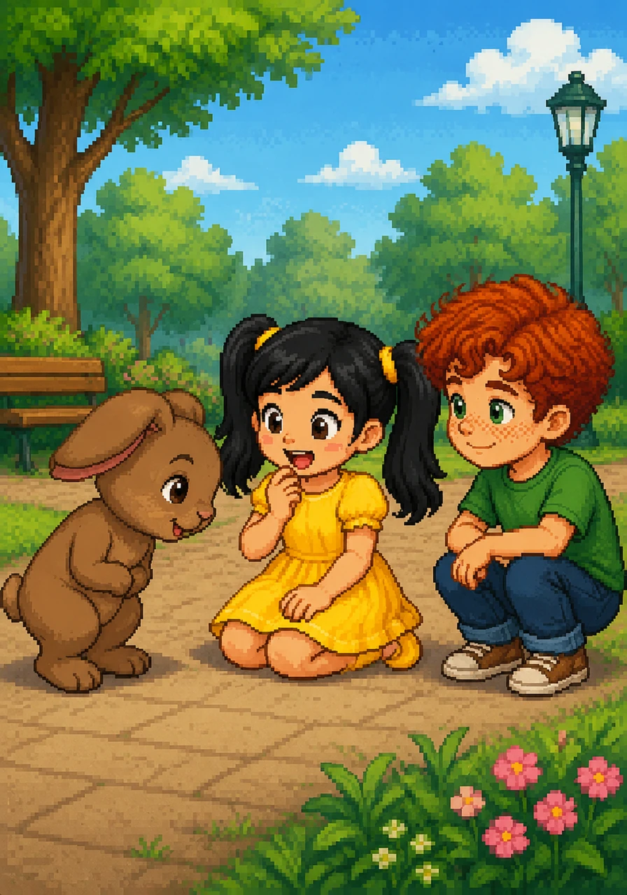 "Hello," said Sid politely, tipping his ears forward in a respectful bow. "My name is Sid. I noticed you look upset. Is there anything I can help you with?" Inaya looked surprised that a rabbit was talking to her, but she smiled at his kindness.