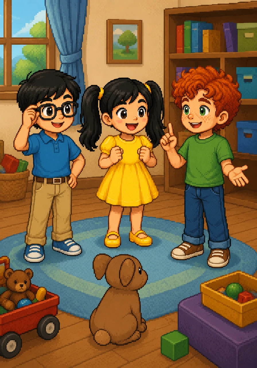 "Of course we'll help!" said Kabir, adjusting his glasses. Evan nodded eagerly. Sid organized the search, asking everyone to look in different areas. "Thank you all so much," he said. "Teamwork makes everything easier!"