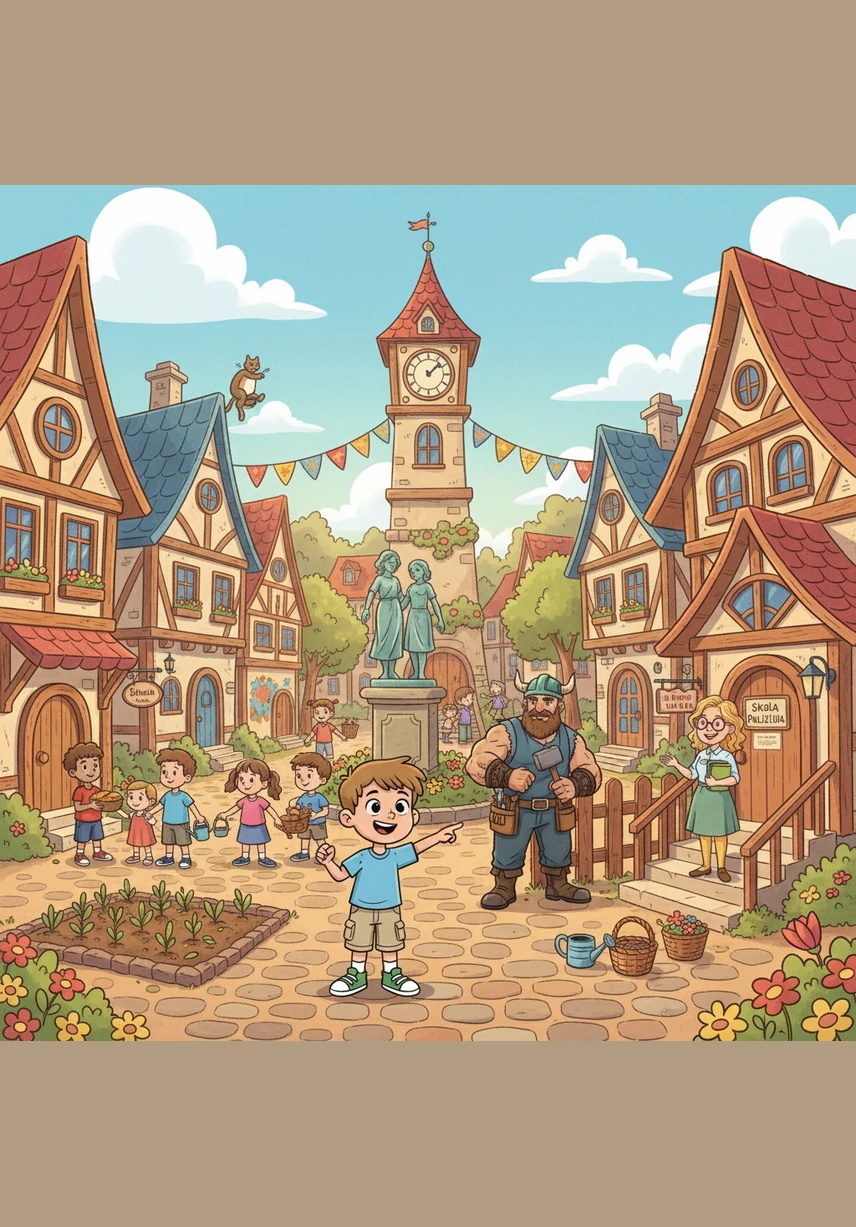 In a vibrant little town, a curious boy named Leo lived among neighbors who each had a very special job. Every morning, the streets buzzed with excitement as everyone prepared to start their day of helping others.