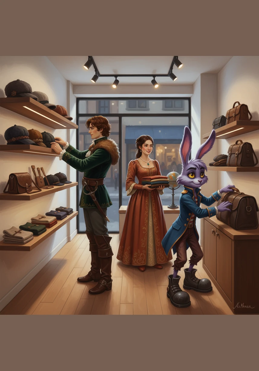 Leo carefully arranges the accessories on minimalist wooden shelves, placing stylish caps and leather bags under the warm glow of the spotlights. Every small detail is meticulously handled, ensuring that every guest feels the care put into the store's creation.