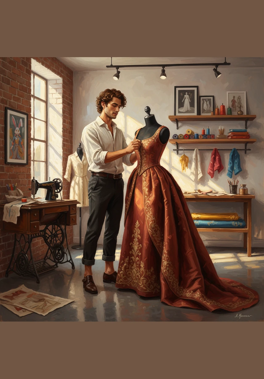 Near the front door, Leo sets up a special rack for New Arrivals, showcasing his most daring and creative designs for the season. He straightens his own collar in the mirror, feeling a sense of pride as the store finally begins to look like a professional home for fashion.