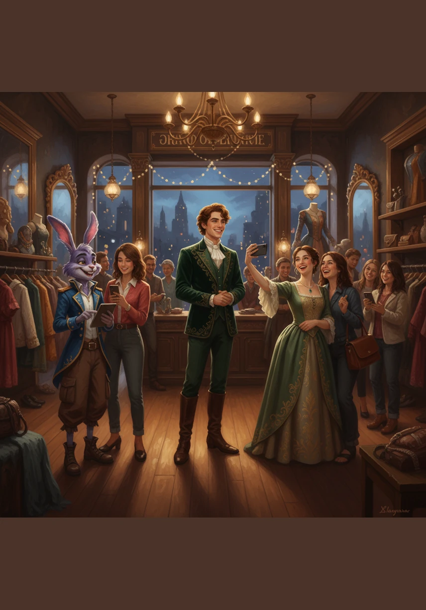 As evening falls, the store is buzzing with happy customers taking photos and sharing their new looks on social media. Leo looks around his dream-come-true, knowing that this successful opening is just the first chapter of his grand fashion adventure.
