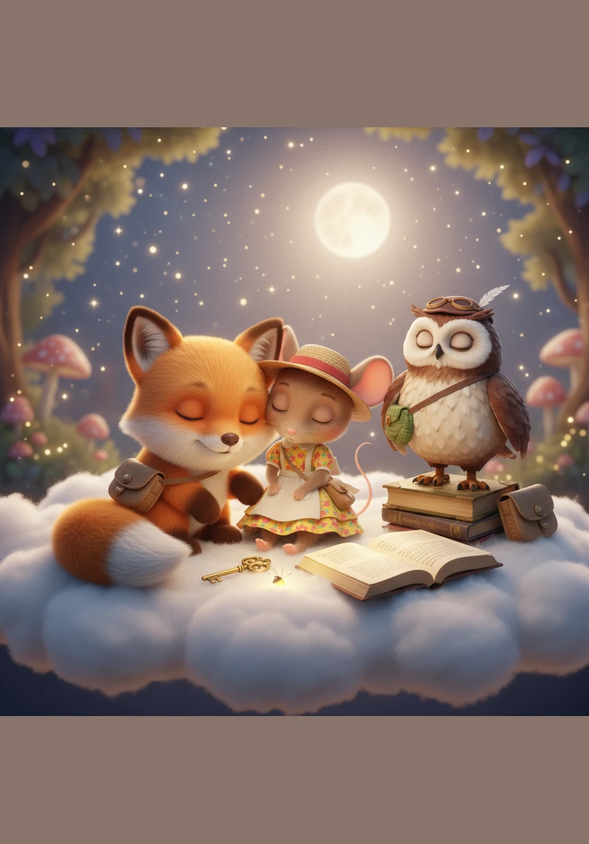 Oliver and Mia curled up together on a soft rug made of fluffy clouds and read stories until they fell fast asleep. They realized that while the key was magical, the friendship they found was the most wonderful treasure of all.