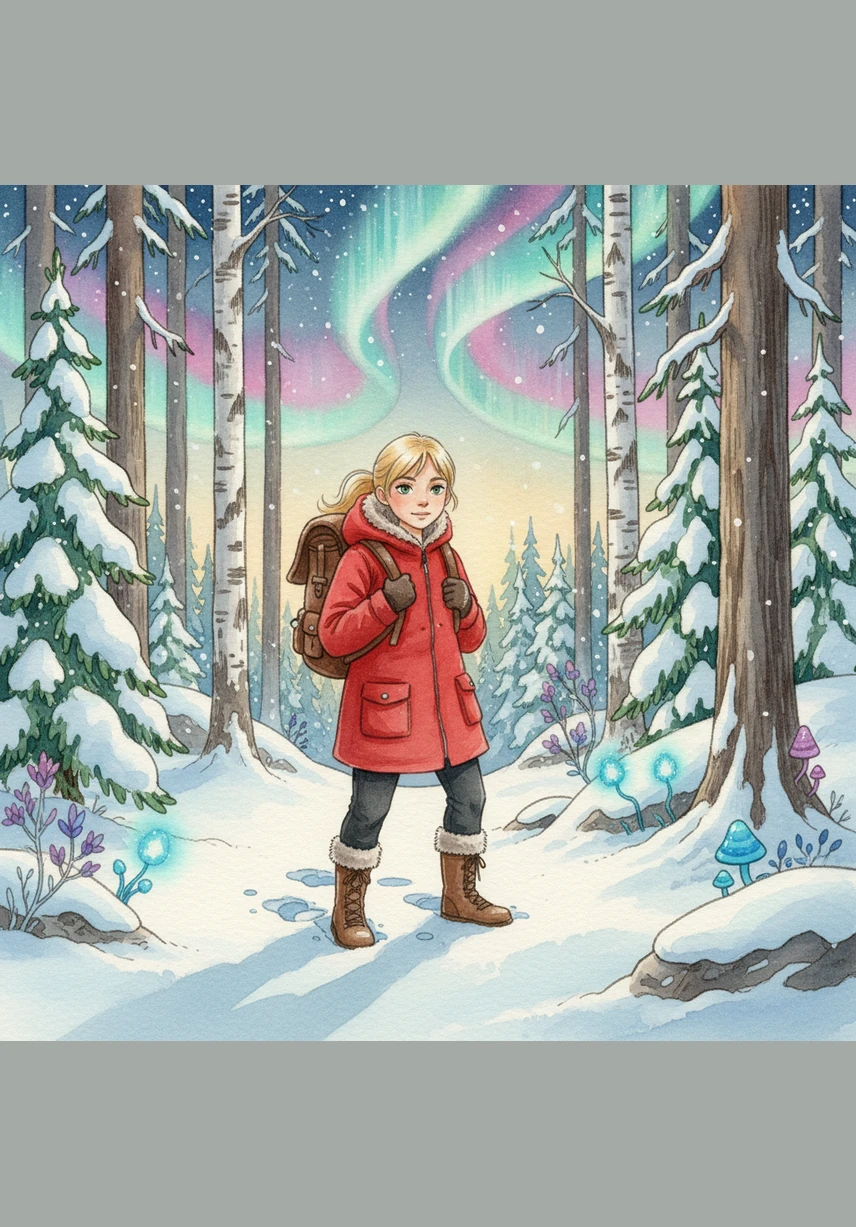 With Blue resting safely in her hands, Bella trekked deep into the shadows of the ancient woods for hours. The forest was thick and mysterious, but Bella’s determination never wavered as she searched for the old house Blue remembered from his childhood.