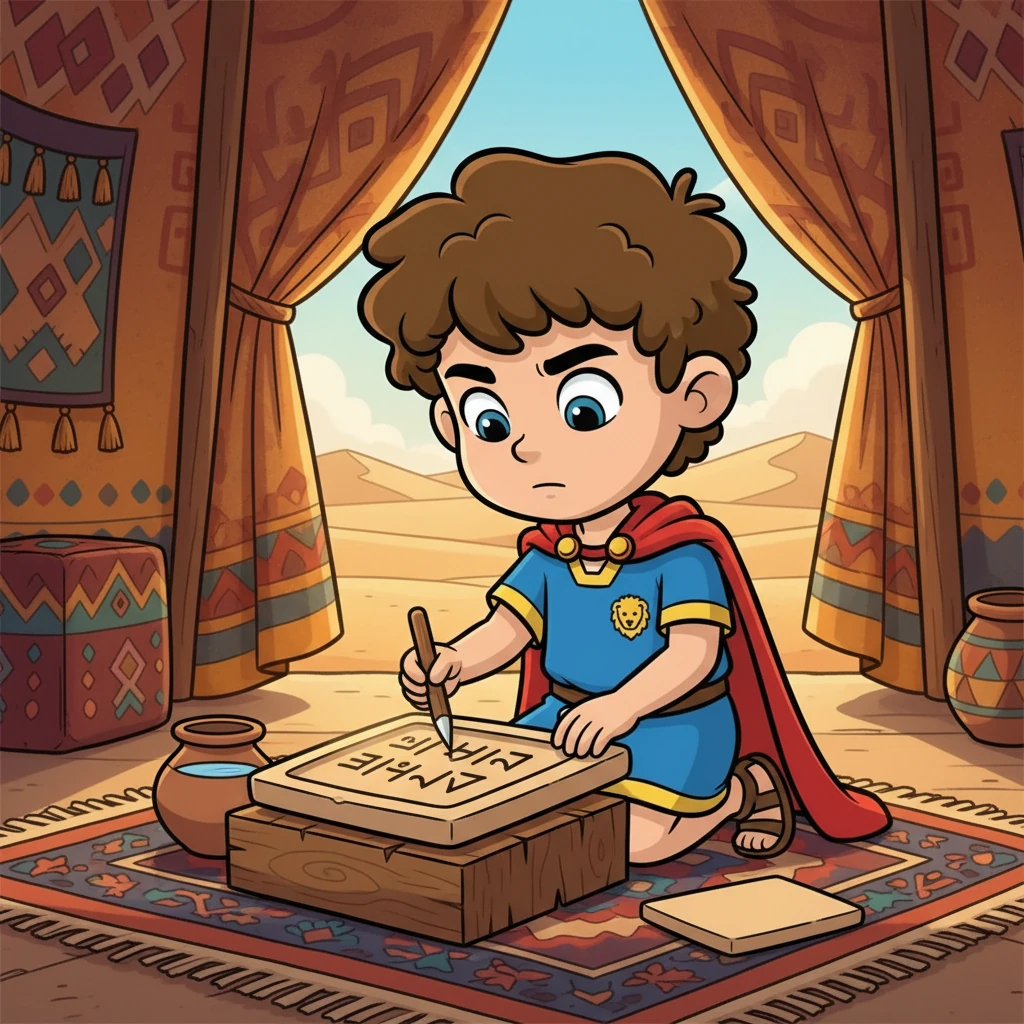 منشور حقوق بشرش را روی لوحی از گل نوشت. این منشور نشان می‌داد که همه برابرند و حق زندگی آزادانه را دارند. این لوح، نماد عدالت و مهربانی بود.