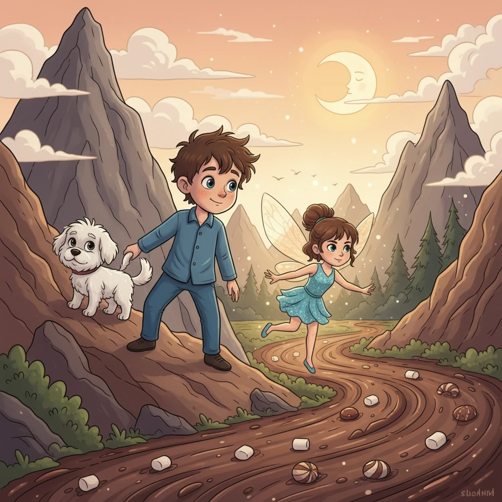 Luca și Scânteie, împreună cu o zână plină de curaj, au pornit într-o aventură pentru a învinge umbra. Au traversat munți înalți și au trecut prin râuri de ciocolată, demonstrând că prietenia poate învinge orice obstacol.