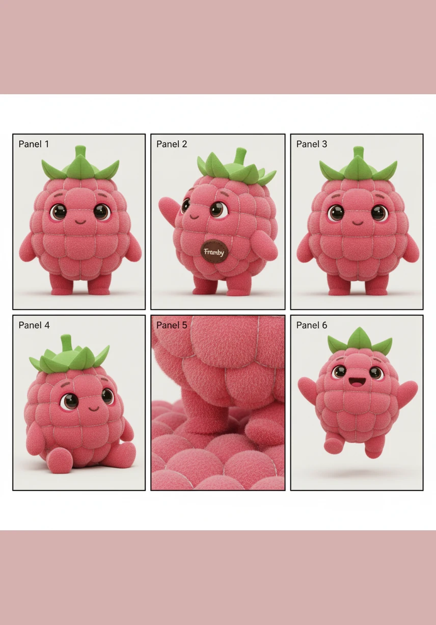 Enfin arrêté au milieu du désordre, Framby s'assoit avec un petit air penaud en réalisant sa bêtise. Dans un petit bruit de pétard rigolo, il évacue son trop-plein de gâteau et retrouve instantanément sa taille normale, déclenchant les rires et les applaudissements de tous les fruits de la communauté.