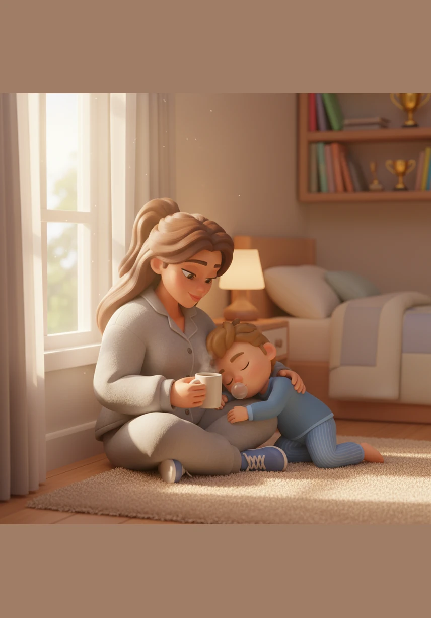 In the corner of the room, our gym bags sit side-by-side, filled with spikes and chalk, a reminder of the world outside this bed. But for now, the records and the training don't matter as much as the quiet rhythm of our breathing in the morning air.