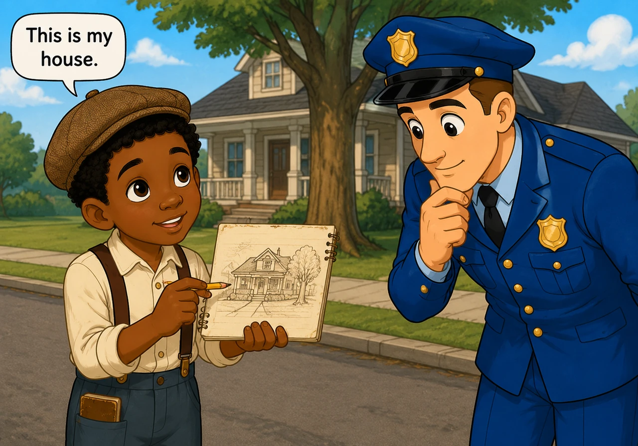 Realizing the communication gap, Elijah reached into his pocket and pulled out a small, worn notebook and a stubby pencil. He quickly began to sketch