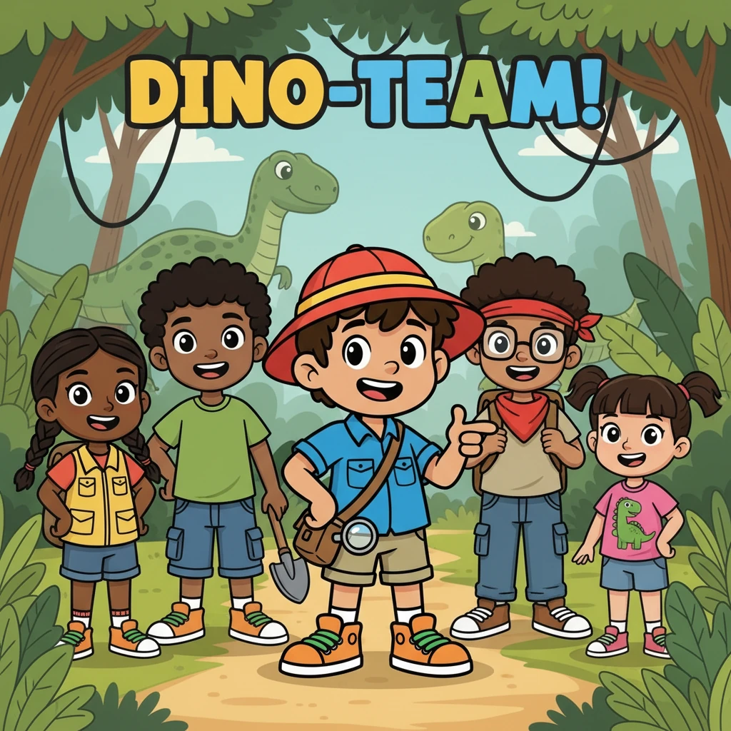 Onderweg kwamen zijn vrienden erbij: Ritaaj, Luqman, Ridouani en Sis. Samen vormden ze het Dino-Team! Ze waren allemaal enthousiast om Anas te helpen.