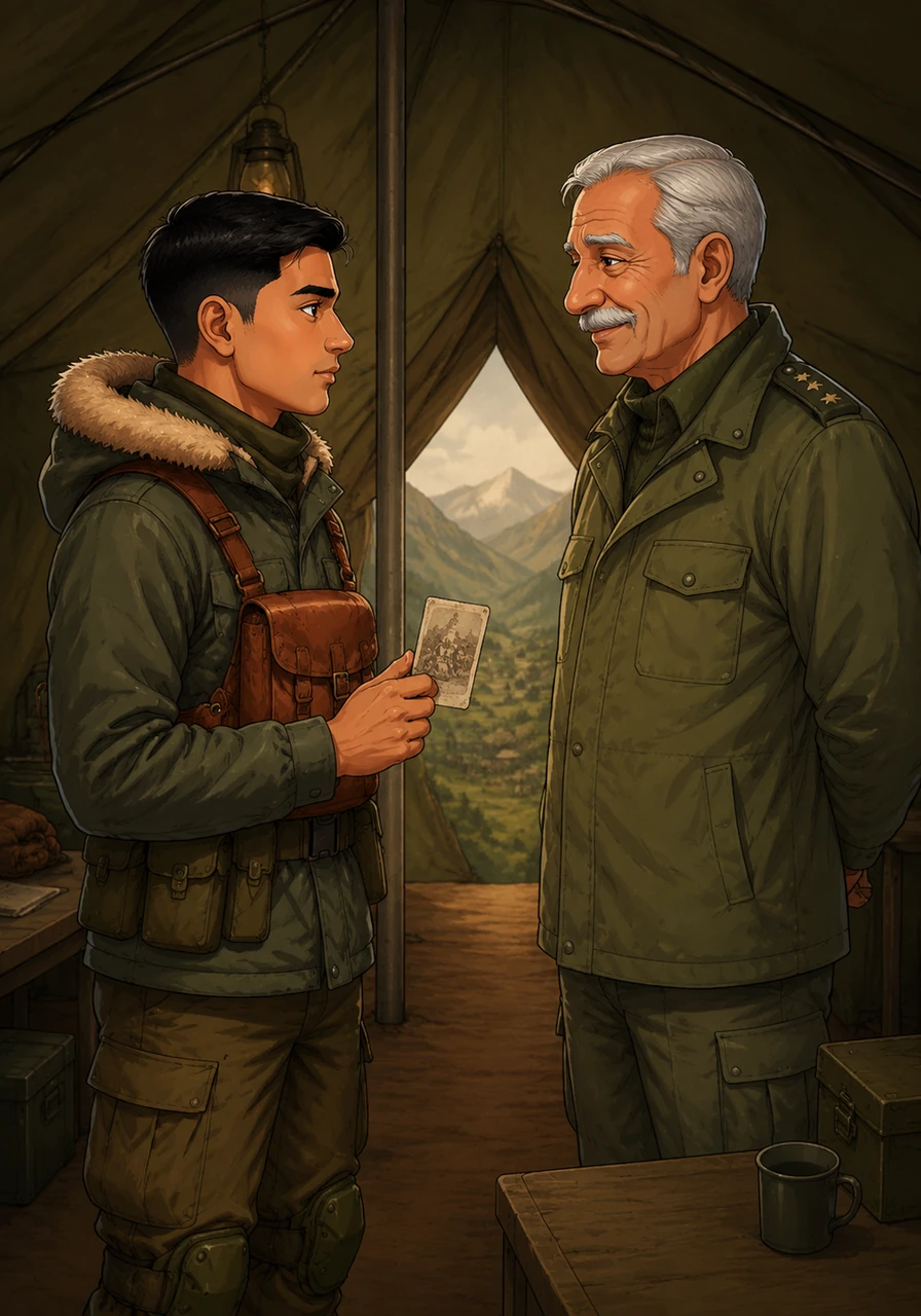 After finishing his grueling shift, Arjun requested special permission from his commanding officer to visit the nearby valley village listed on the old man's identification card. His captain smiled warmly and granted the leave, proud of the young soldier's integrity.