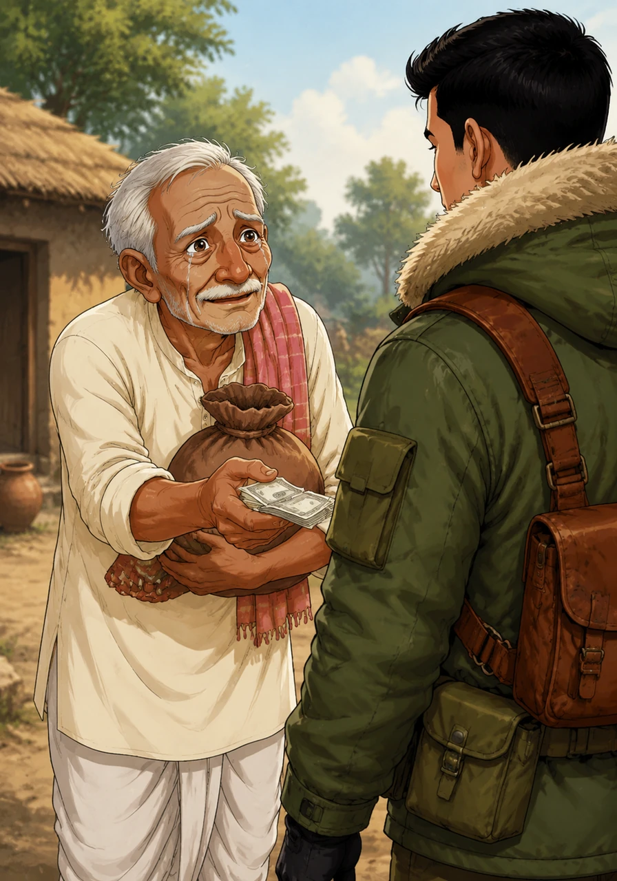 With trembling hands, the old man hugged the bag close to his chest, weeping tears of pure joy and profound relief. He looked up at Arjun, calling him a guardian angel and offering him a portion of the money as a token of his immense gratitude.