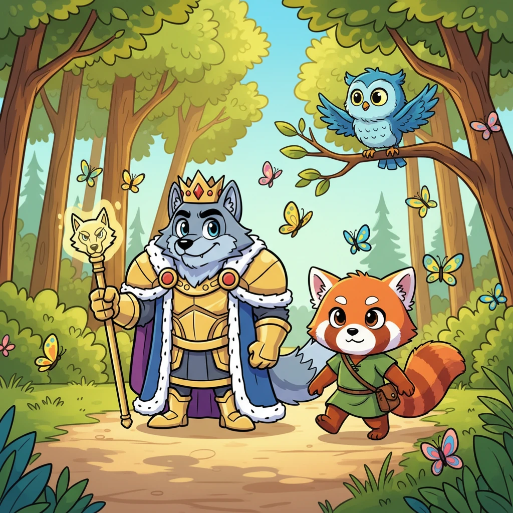 With determined hearts and hopeful paws, the trio embarked on their quest, following a winding, sun-dappled path through the vibrant forest. Butterflies danced around them as they journeyed towards the sacred places where their powers awaited.