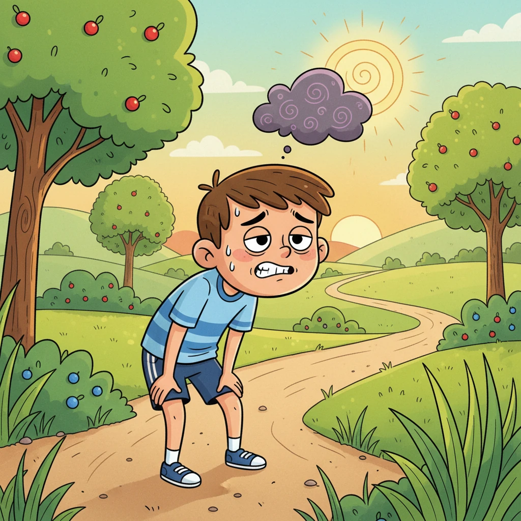 Halfway through the race, Leo's legs felt like jelly, and his lungs burned. He slowed down, a tiny cloud of doubt trying to dim his bright spirit. The path ahead seemed impossibly long, and he squinted against the bright sun.