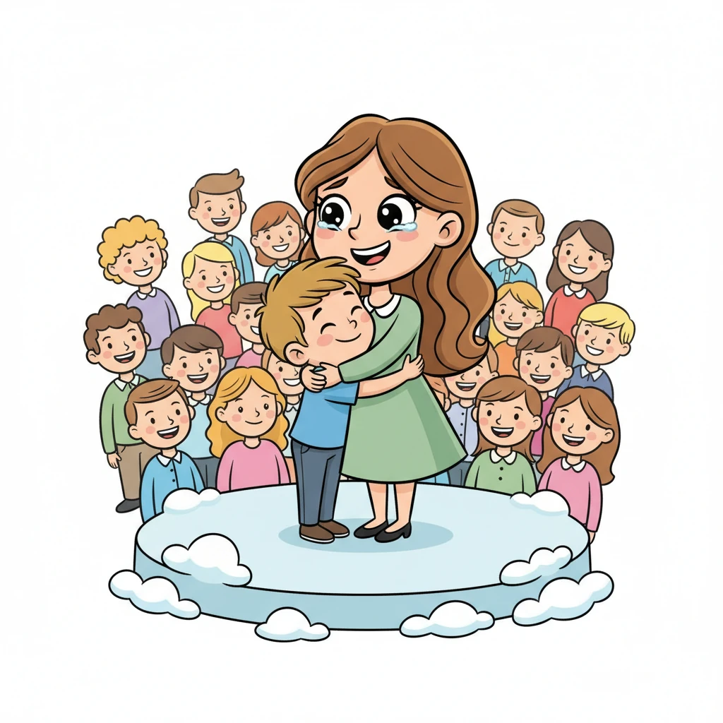 Then, his mother appeared through the crowd, her eyes sparkling with tears of pure joy. She enveloped Leo in the warmest, most loving hug imaginable. "My wonderful boy," she whispered, "I am so incredibly proud of you."