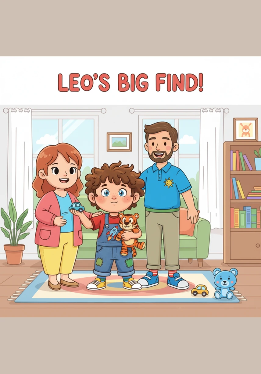 My name is Leo. Leo stands confidently in the center of the frame, pointing to himself with a friendly expression. The illustration is clean and bright, focusing entirely on the happy character.